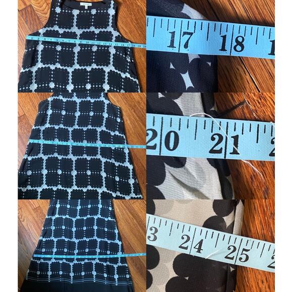 Max Studio Black & Cream Abstract Print A-Line Summer Dress Size Small Midi Glam - Picture 12 of 16